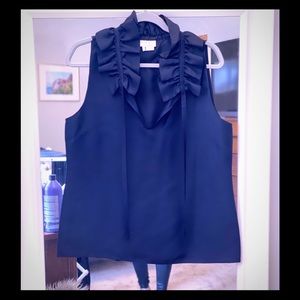 Kate Spade black sleeveless top with ruffle